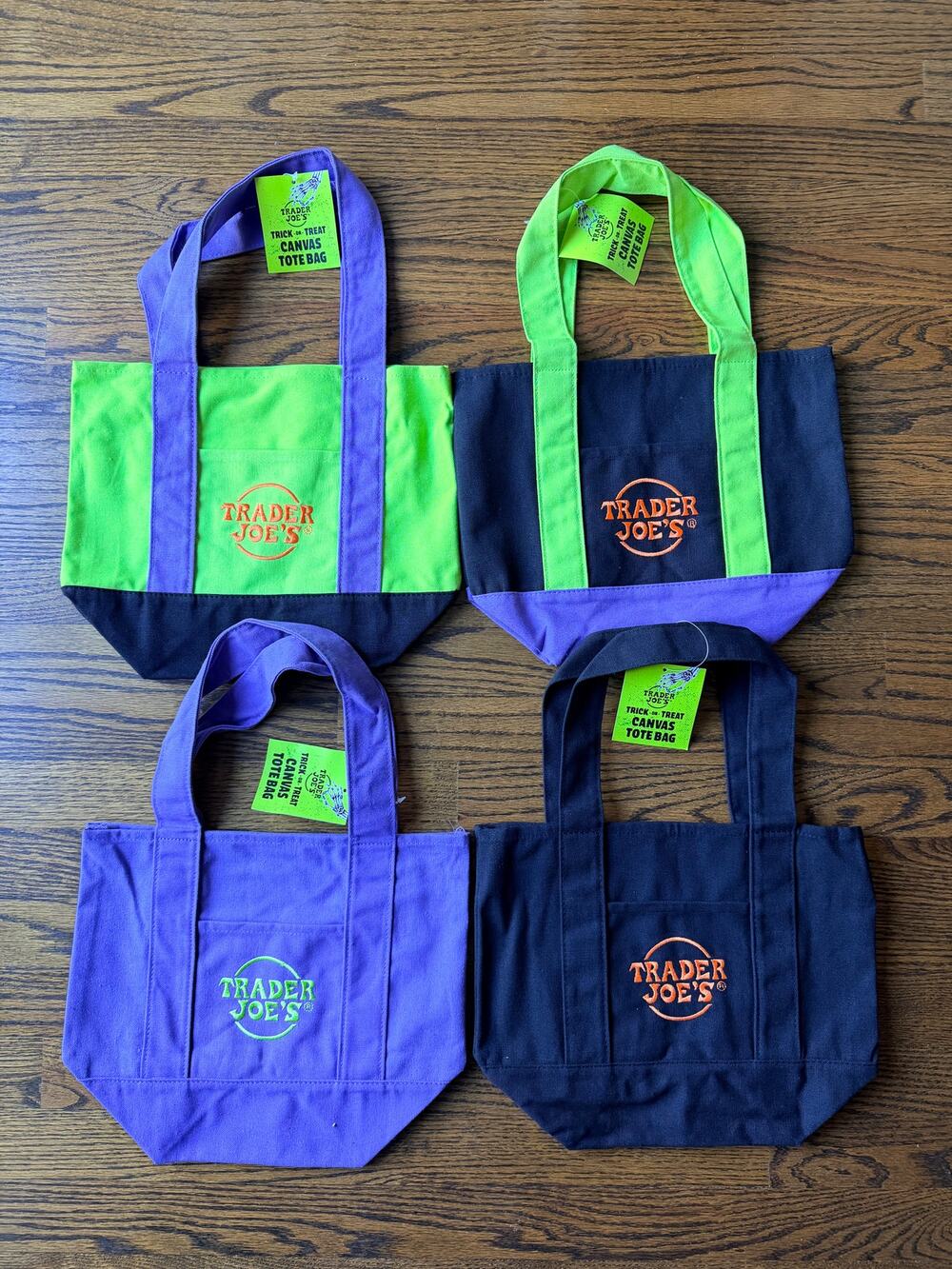 New Trader Joe’s Halloween Trick or Treat Mini Canvas Tote Bags – Set of 4